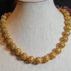 Monet Filigree Gold Ball Necklace